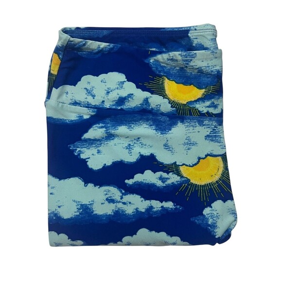 LuLaRoe TC Leggings Blue Sky Cloud & Sun Print Tall & Curvy Soft Stretch NWOT - Picture 1 of 3